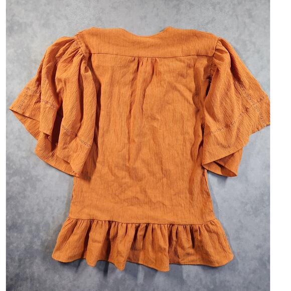 Storia Peasant Shift Dress Size Small Burnt Orange Tunic Shift Bell Sleeve New - Picture 11 of 12